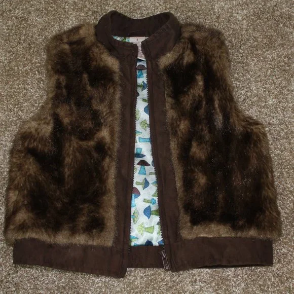 Gymboree Hide and & Seek Vintage 2003 Faux Fur Vest Brown Girls Size 4 RARE - Picture 4 of 4